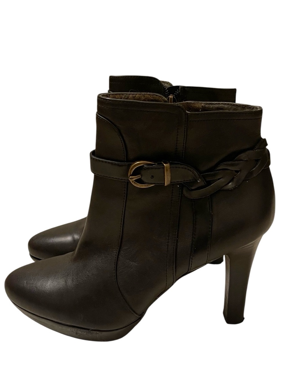 ❤️ Banana Republic Black Sophie Braided Leather Moto Platform Booties